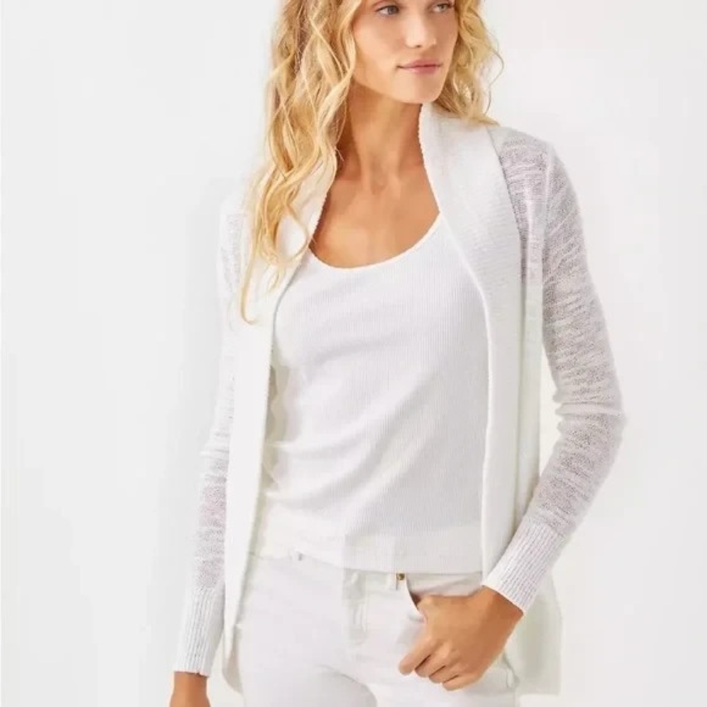 Lightweight White Open-Front Women's Cardigan Sweater